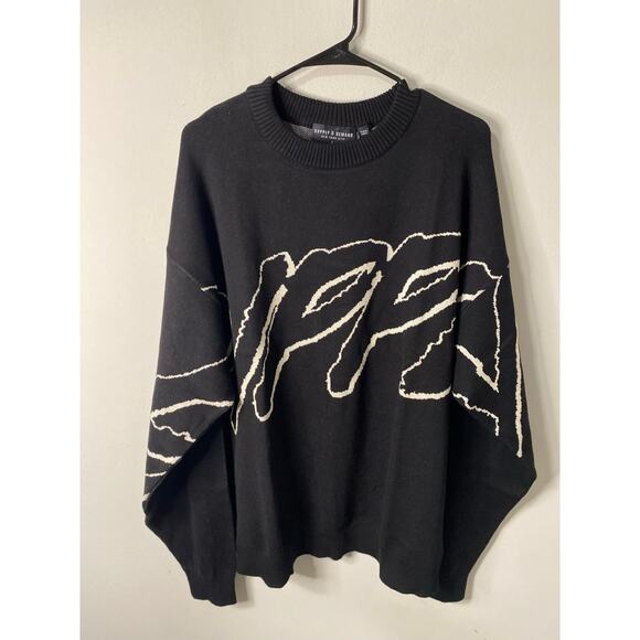 New Supply & Demand Trebor Crew Black Sweater, Size Large - Picture 1 of 3